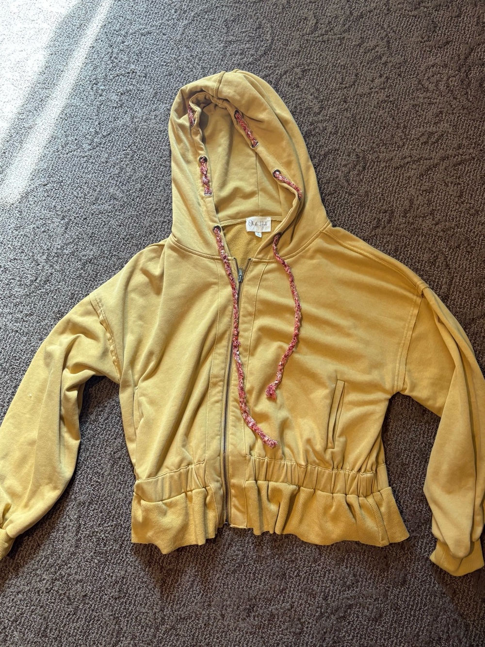 Women’s Mustard Hooded Zip Jacket with Drawstring